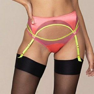 Agent Provacateur Viv Suspender and Brief Pnk/Lime